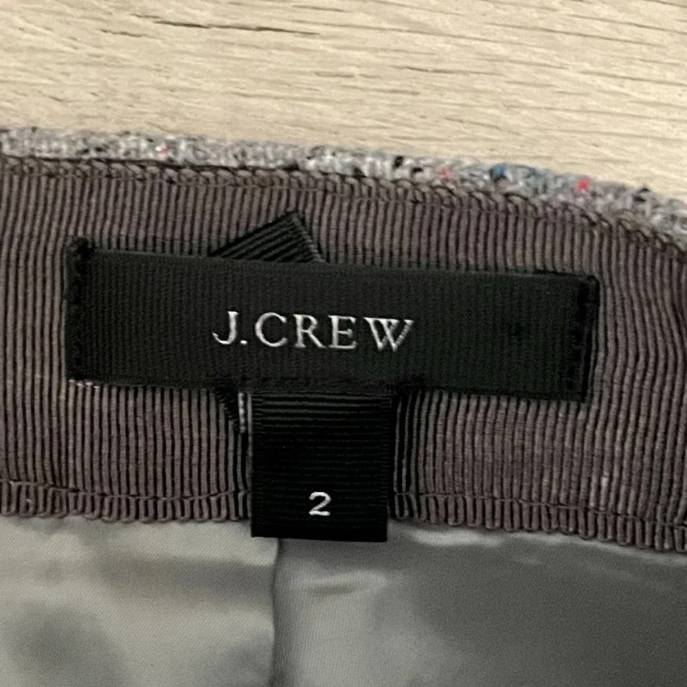 J. Crew Wool Gray Bow Tie Speckled Tweed Classic Mini Skirt Size 2
